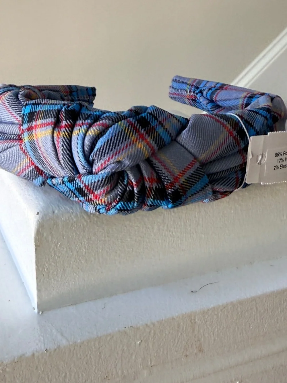 J. Crew Blue Plaid Knot Headband